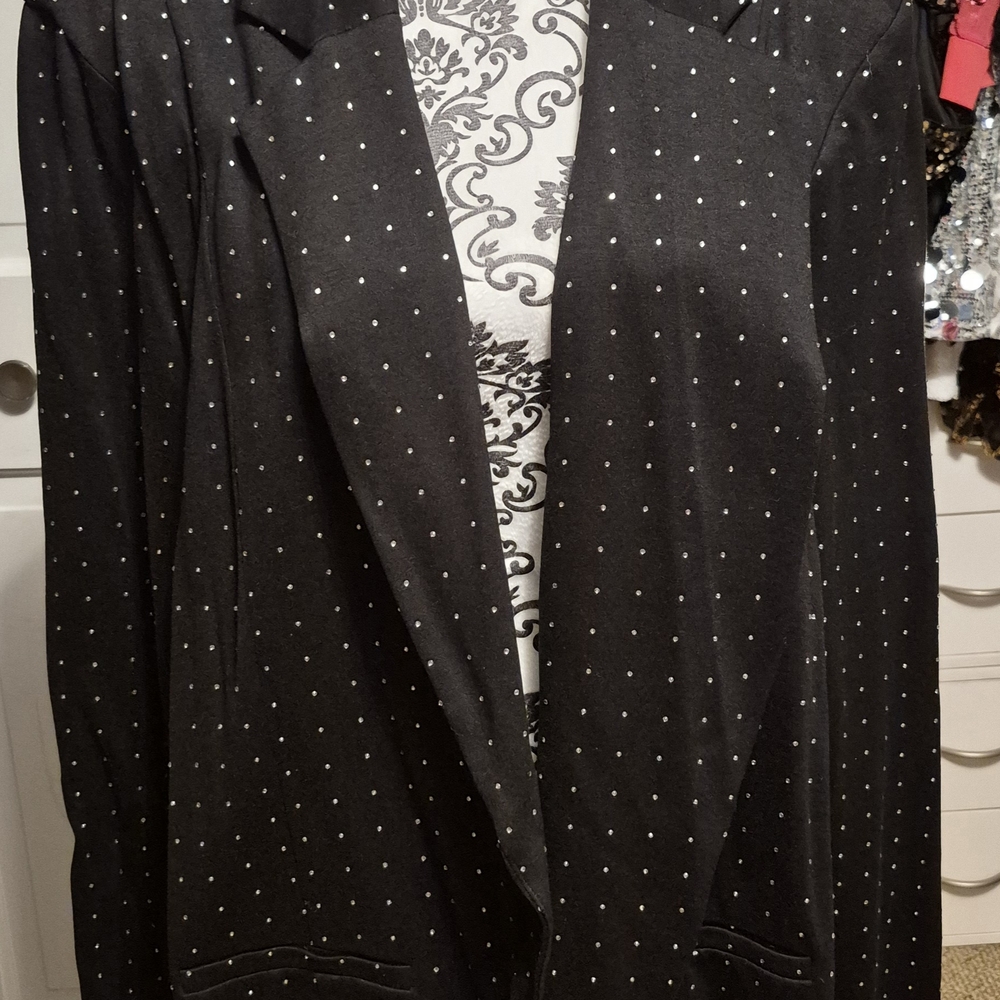Torrid Black and Silver Rhinestone Dot Blazer